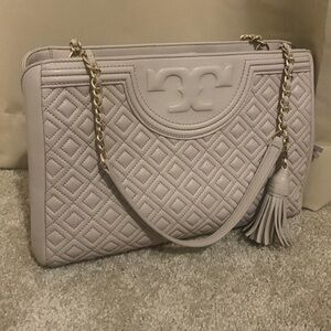 Authentic Tory Burch Quilted Leather Tote